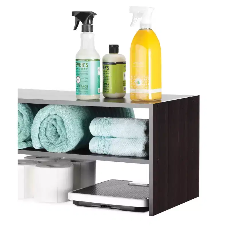 Whitmor Stackable 31" Extra Wide 2 Shelf Storage Organizer Espresso: Freestanding Shoe Rack for Closet, Holds 9 Pairs