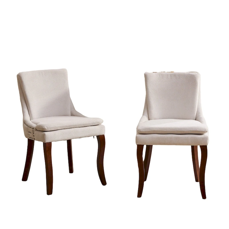Chenille Fabric Upholstered Dining Chairs w/ Solid Wood Legs(Set of 2)