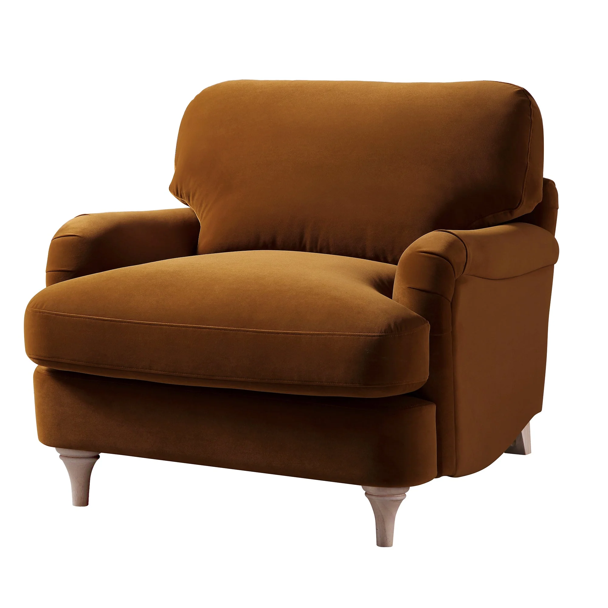 Cinnamon Velvet Sofa, 1-Seater