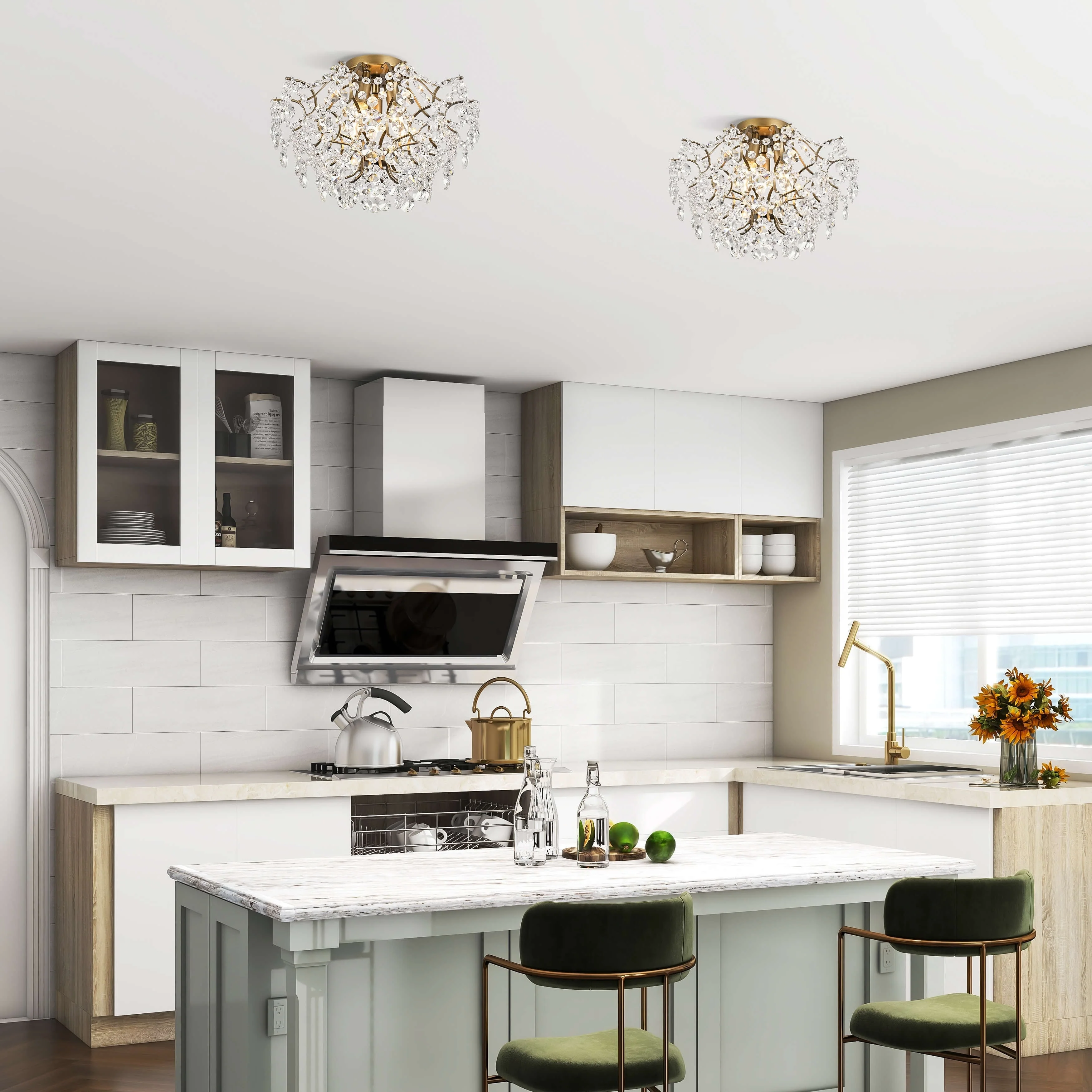 Dalia Elegant Indoor 3-light Crystal Flush Mount