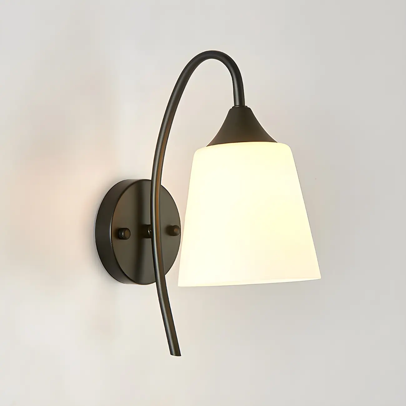 Modern Metal Black Arc Bathroom Vanity Light with Glass Shade