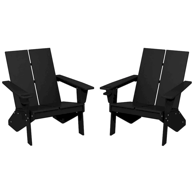 Polytrends Coastin Modern Poly Adirondack Chair (Set of 2), Black