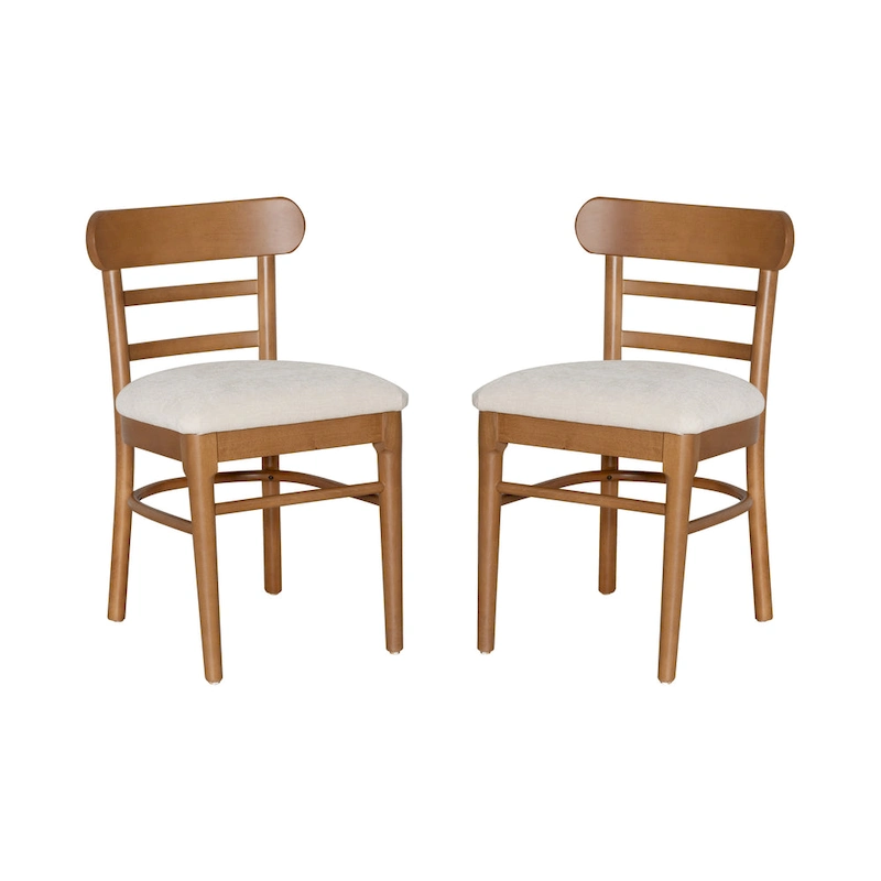 Lochside Brown & Grey Wooden Upholestered Dining Chair Set of 2