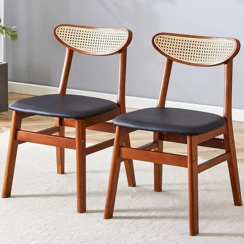 The stylish and durable solid wood dining chair, small curved back, PU cushion, and beautiful shape match with any room