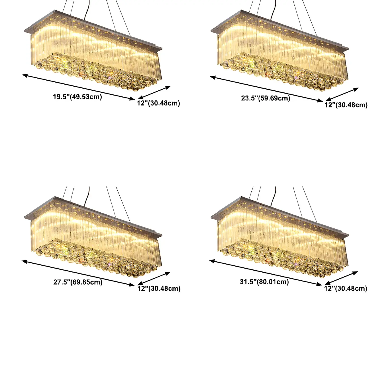 Luxurious Crystal LED Rectangular Pendant Light
