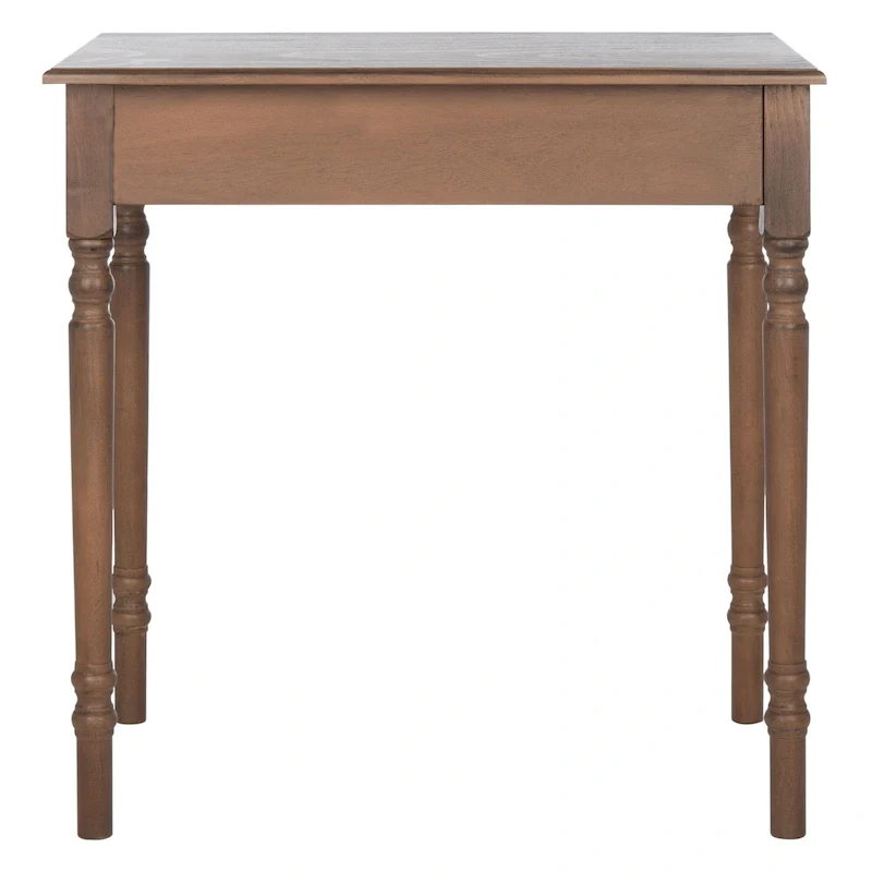 Classic 1-Drawer Writing Desk with Turned Legs & Rich Brown Top
