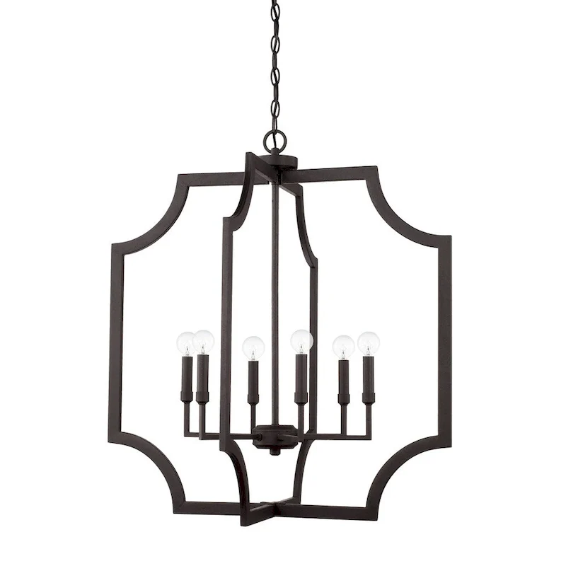 Classic 6-light Black Iron Foyer Fixture