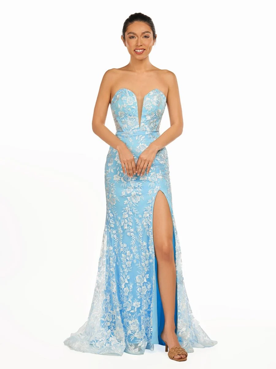 Mermaid Sweetheart Lace Prom Dress with Detachable Sleeves