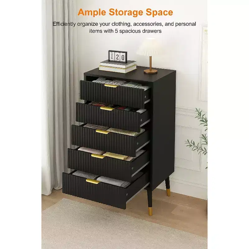 5 Drawer Dresser, Closet Dressers Chest of Drawers, Storage Chest Cabinet Organizer Unit, Clothes Storage Organizer, Small Nightstand