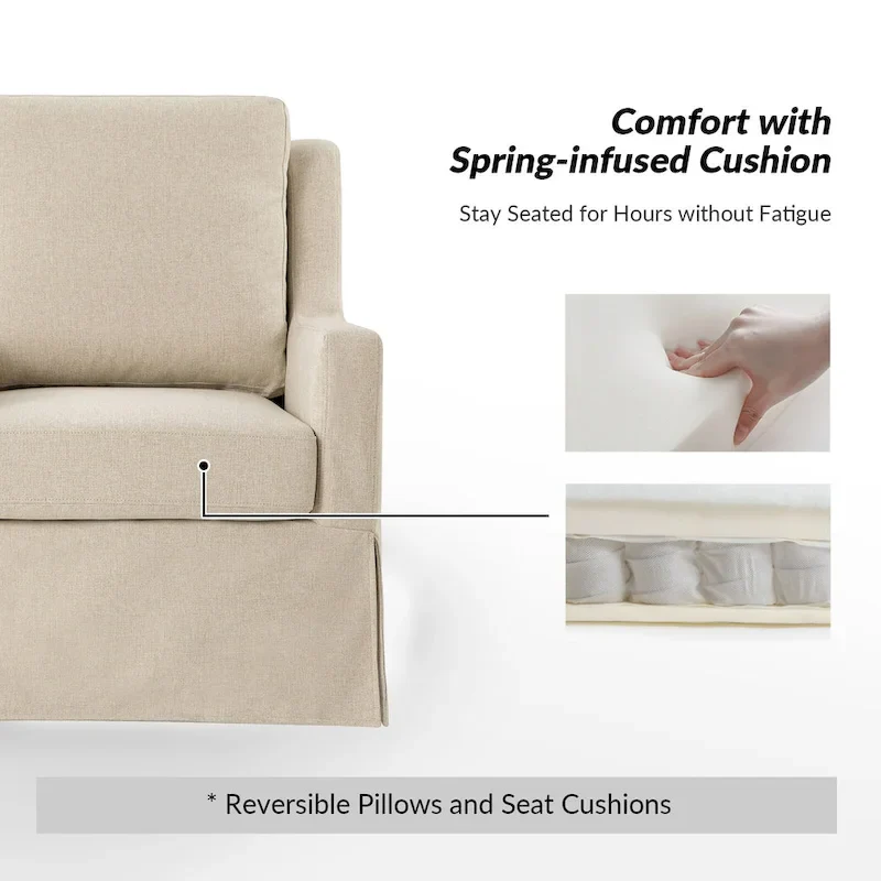 Stan Farmhouse Slipcover Rocking Swivel Chair Set of 2 by HULALA HOME