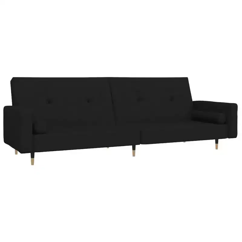 vidaXL 2-Seater Sofa Bed with Two Pillows Black Velvet - Black