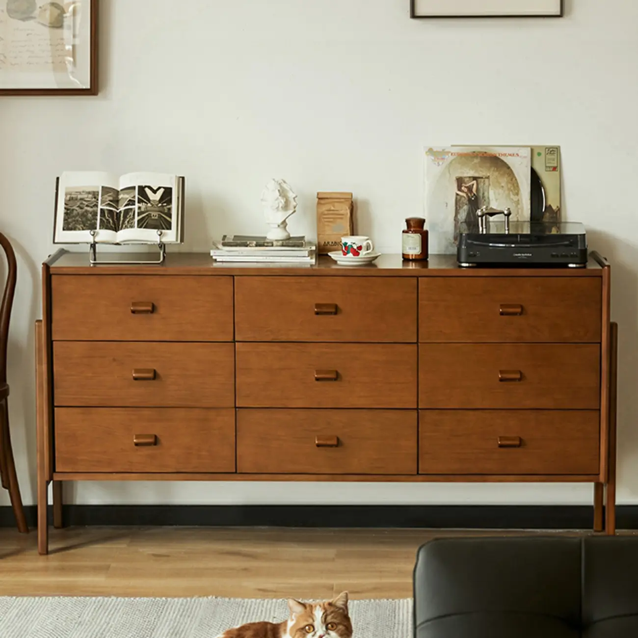 Traditional Brown Wooden Dresser with Self-Close Drawers