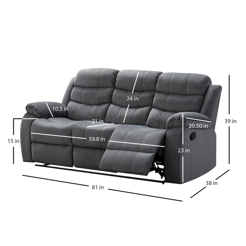 Jim Grey Upholstered Reclining Living Room Sofa