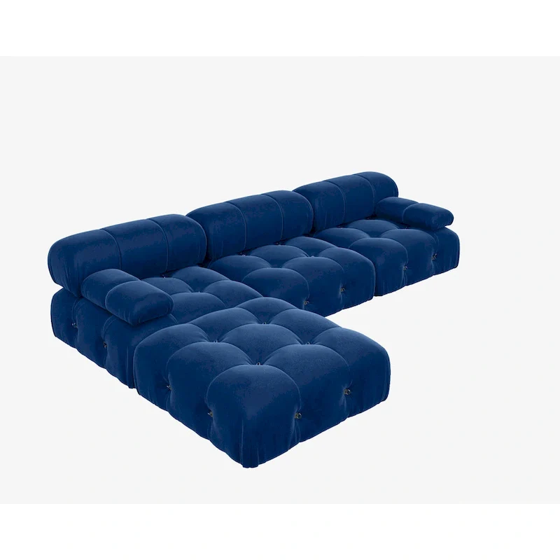 Blue Velvet Upholstered Sofa