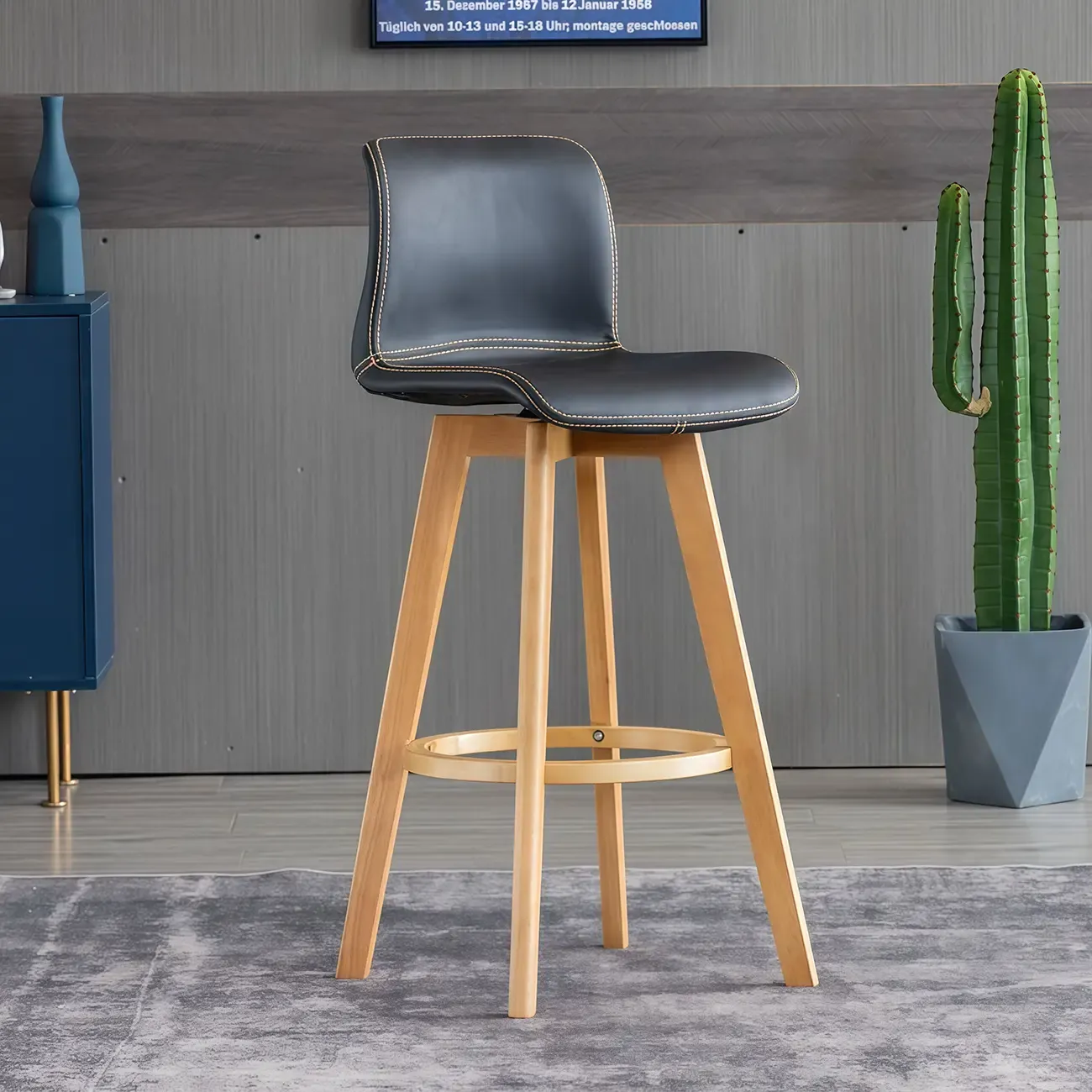 Saddle Leather Counter Height Low Back Swivel Bar Stools