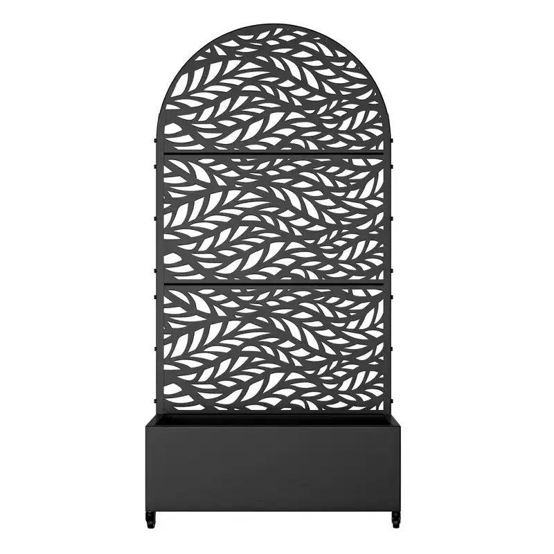Dovelina Iron Black Arch Mobile Planters Planting Box Trellis for Climbing Plants