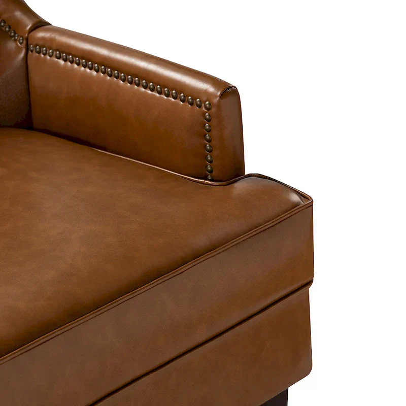 Angeles Mid-century Modern Ergonomic Vegan Leather Armchair with Wingback Set of 2 by HULALA HOME