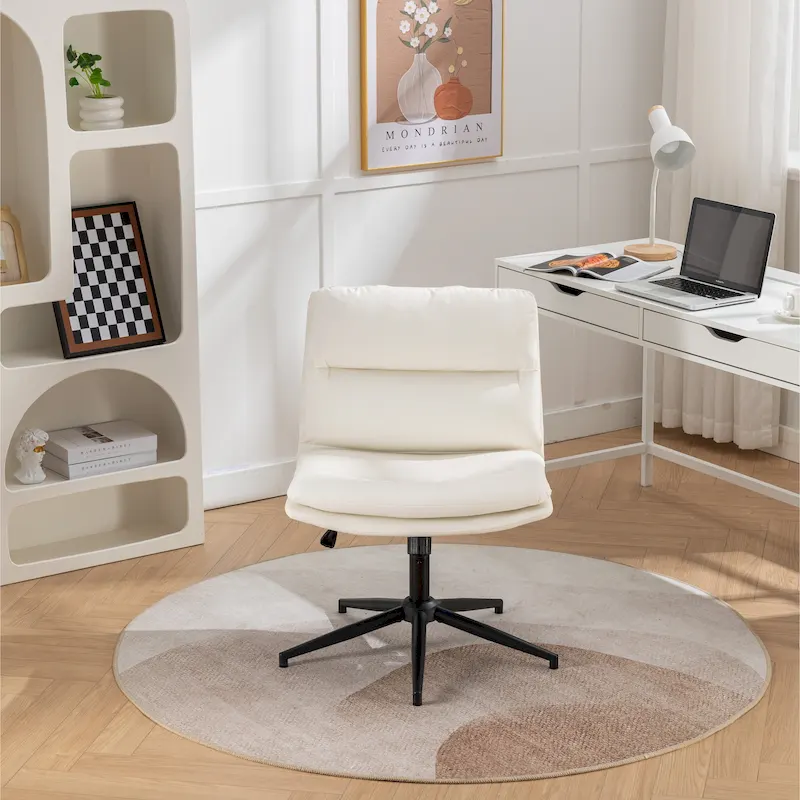 Roundhill Bizerte Adjustable Swivel Criss Cross Chair, Wide Seat Office Chair Vanity Chair