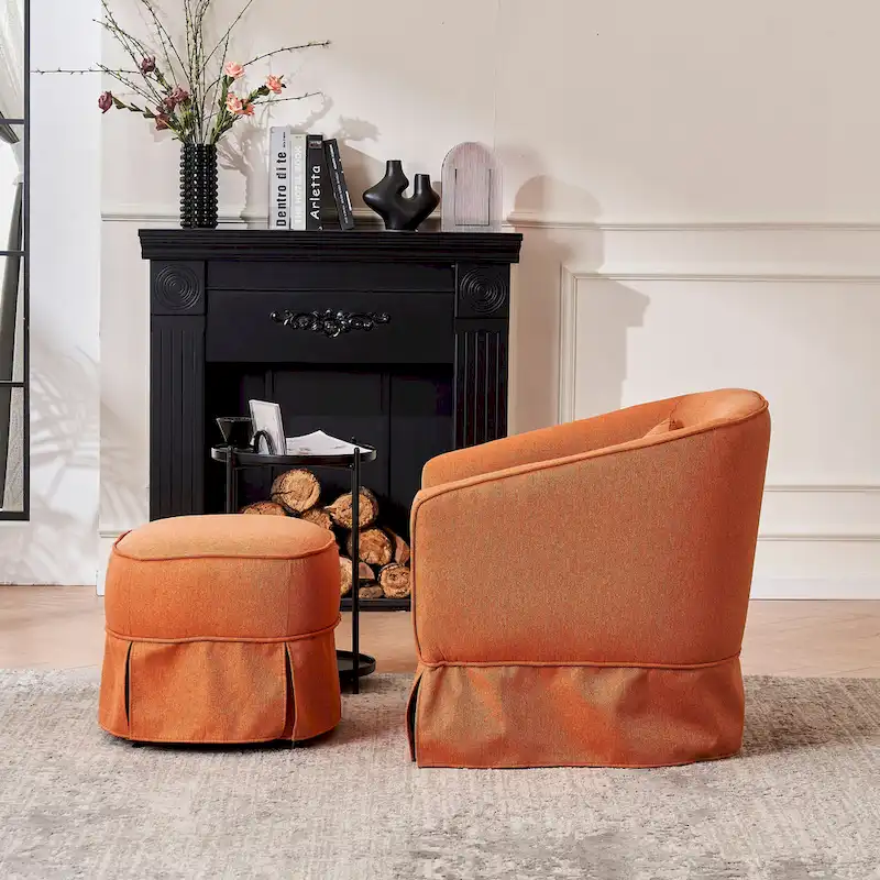 Swivel Barrel Chair With Ottoman