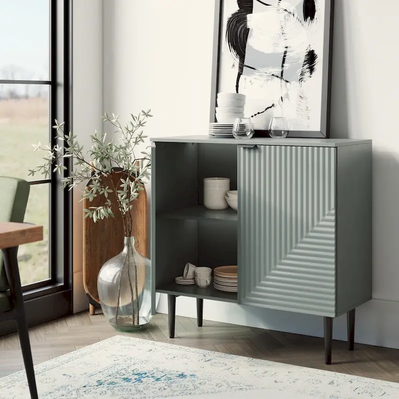 Joseph Modern Mid-century Tapered Feet Storage Cabinet with Adjustable Shelves by HULALA HOME