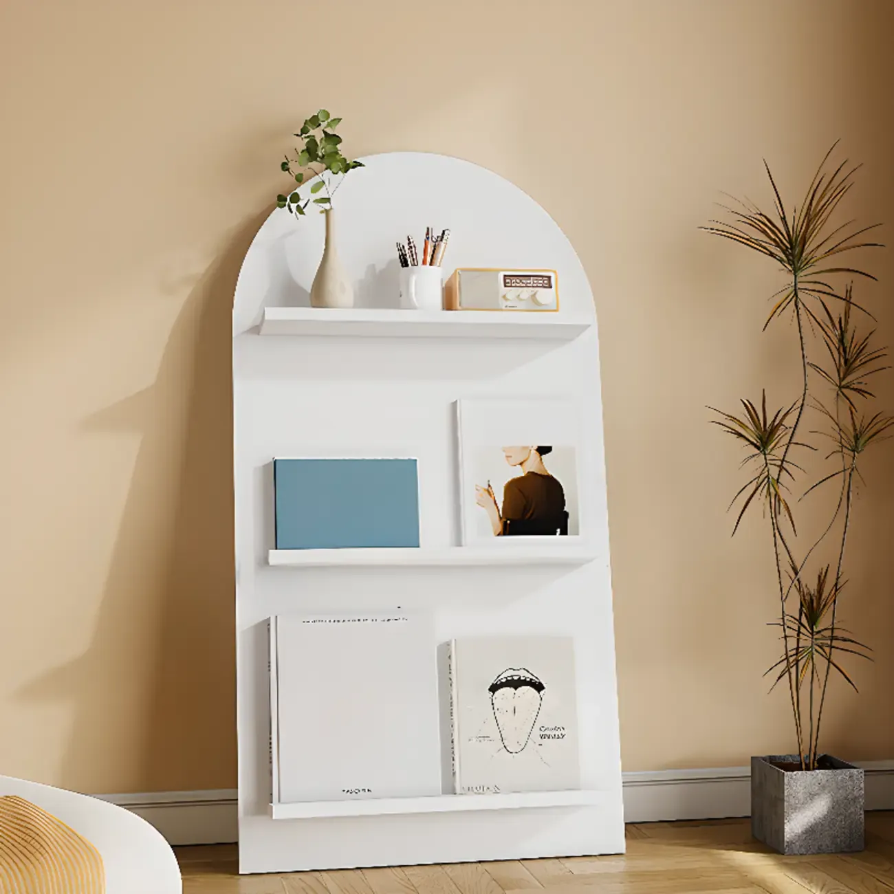 Scandinavian Solid Wood 4-Tier Ladder Bookcase