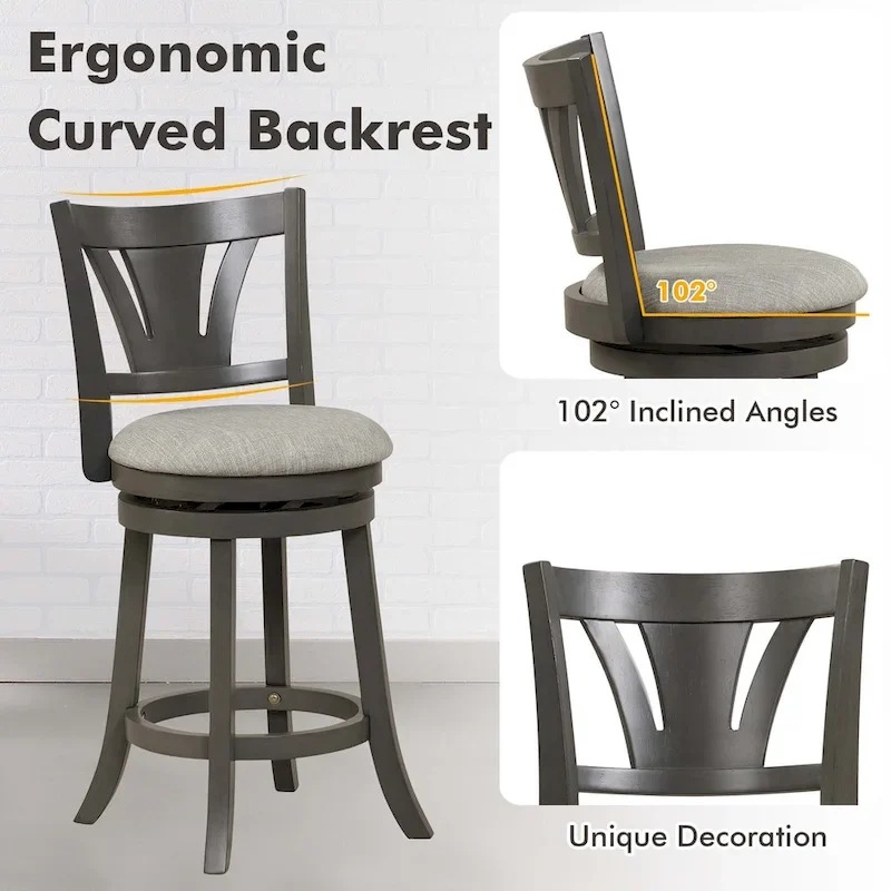 1/2/4 PCS 26.5  Swivel Bar Stool Counter Height w/ Rubber Wood Legs