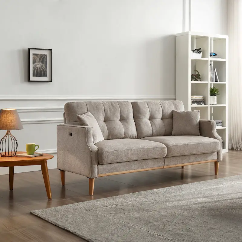 Tufted Loveseat with USB Outlet - 3 Seater