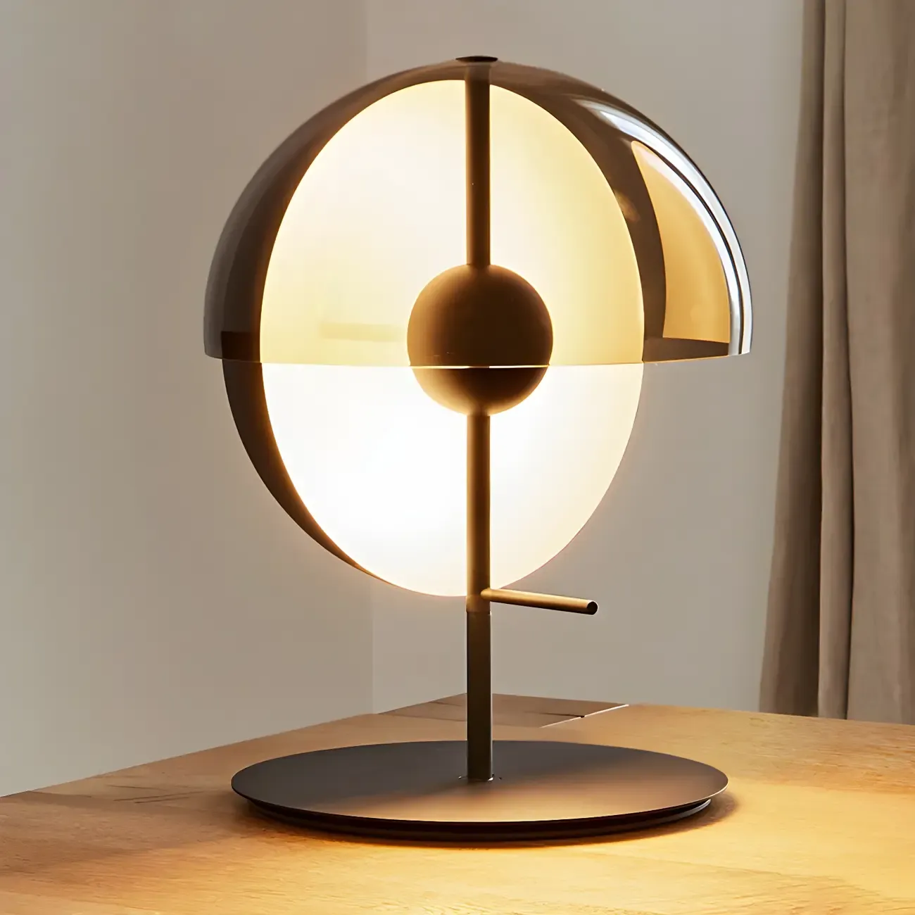 Modern Black Glass Globe Table Lamp for Bedroom