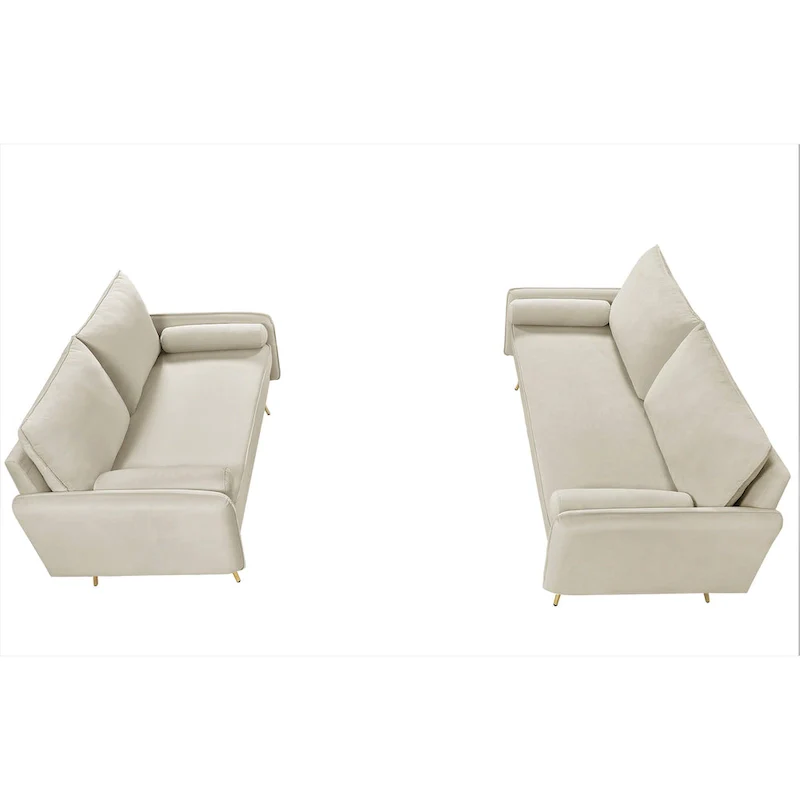 Villeda Velvet Mid-century modern 2PCS living room set