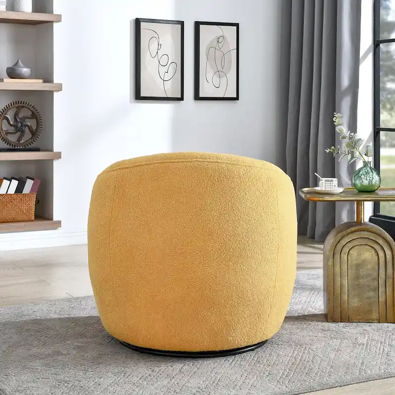 Galleria 360 Swivel Teddy Sherpa Fabric Barrel Chair