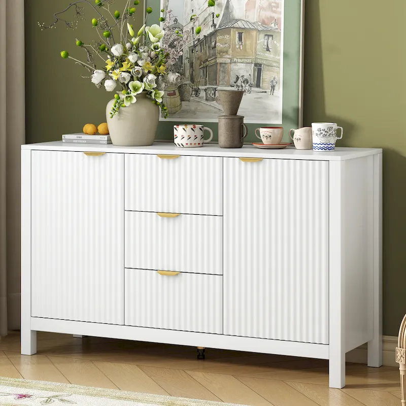 Entryway Console Cabinet with 3 Drawers, 2 Doors and 3 Adjustable Shelves
