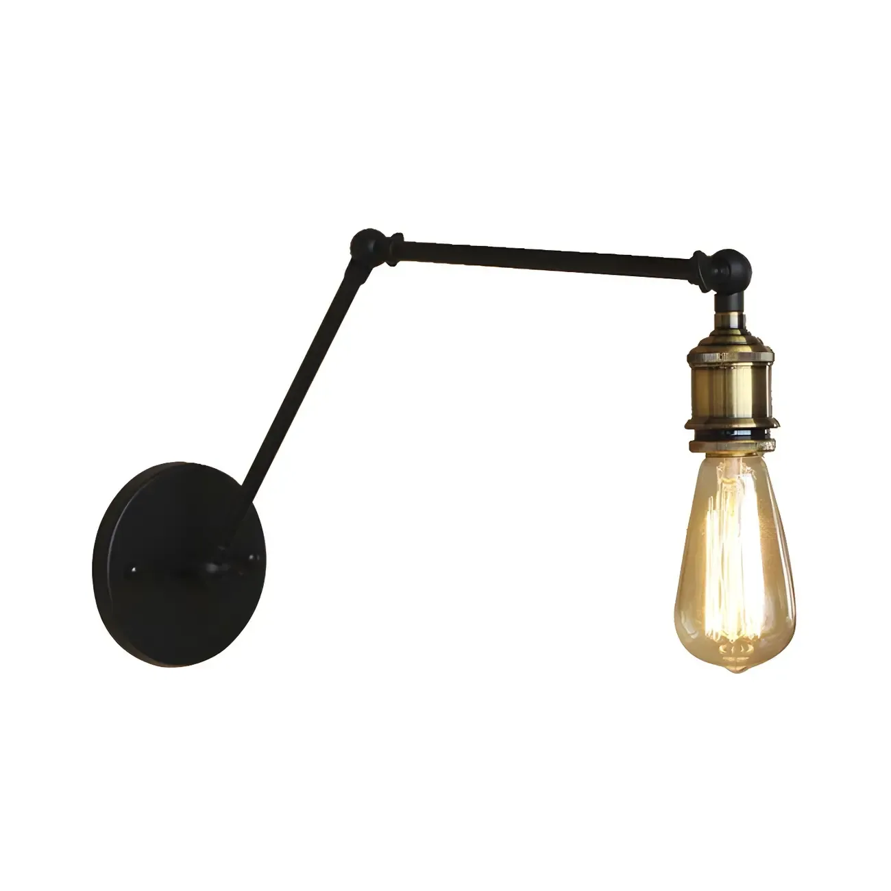 Industrial Open Bulb Swing Arm Wall Light