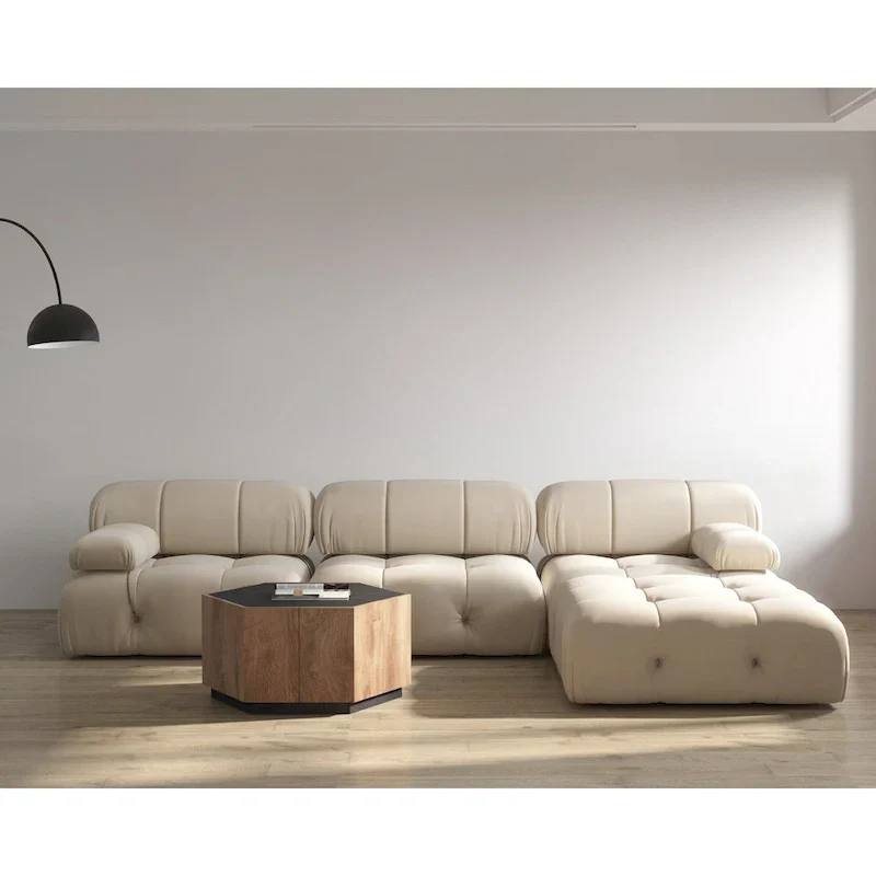 Velvet Sectional Sofa Reversible Modular Couch