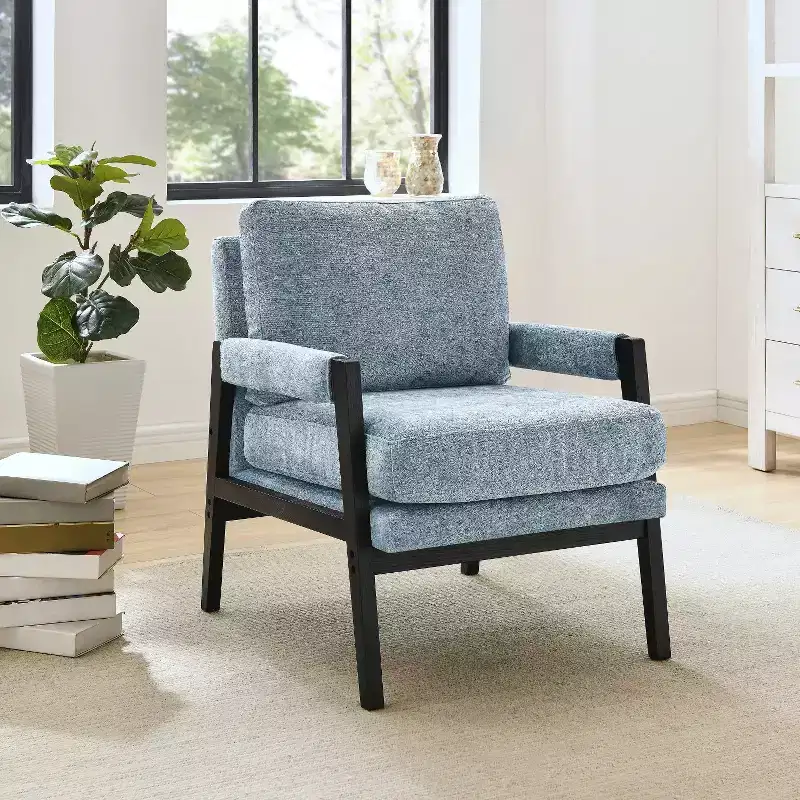 Roundhill Furniture Kelly Mid-Century Modern Chenille Upholstered Accent Armchair