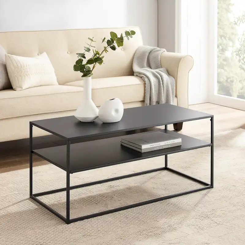 Matte Black Steel Coffee Table, 38