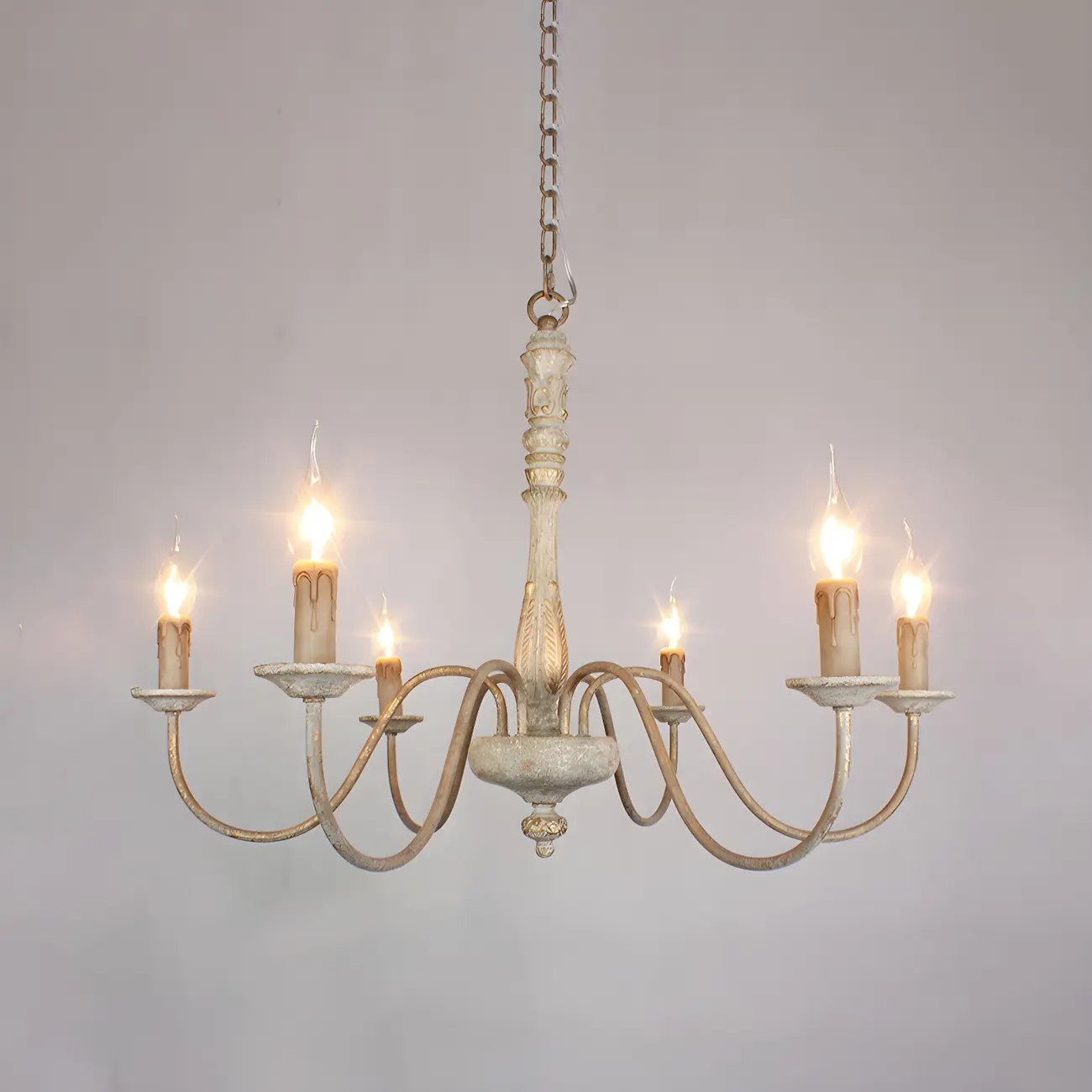 Traditional Adjustable 6-light Empire Wood Candelabra Chandelier