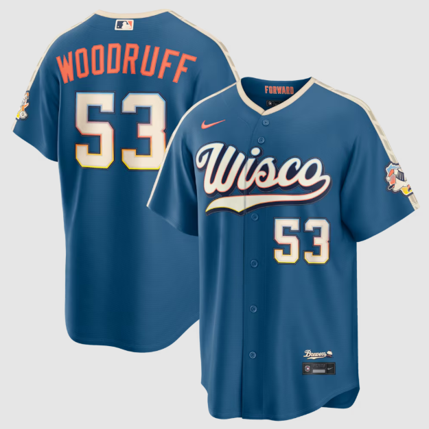 Milwaukee Brewers Brandon Woodruff Mineral Blue 2026 City Connect Stadium Jersey