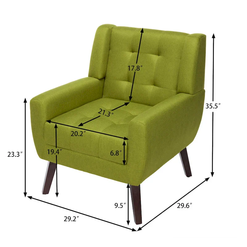 Tufted Upholstered Armchair with Wood Legs