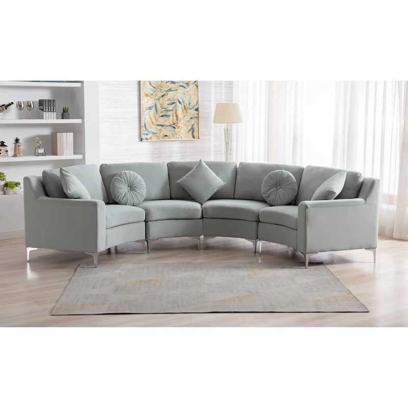 136  Velvet Semicircle couch Modular Curve Sectional Sofa