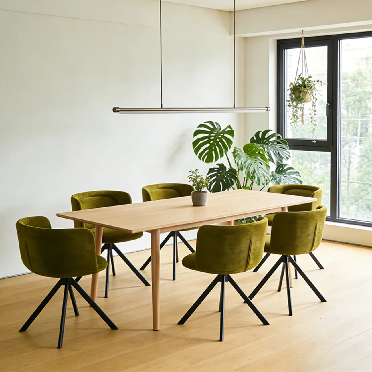 Modern Low Back Fabric Swivel Dining Chairs Set of 2