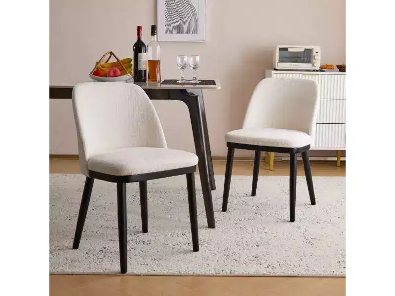 Christopher Knight Home Set of 2 Hannah Mid-Century Modern Upholstered Dining Chairs with Curved Backrest Beige/Black