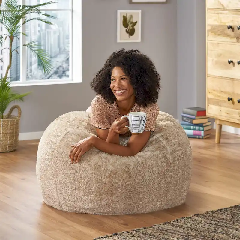 Greyrock Modern Glam Faux Fur Winter Bean Bag by Christopher Knight Home