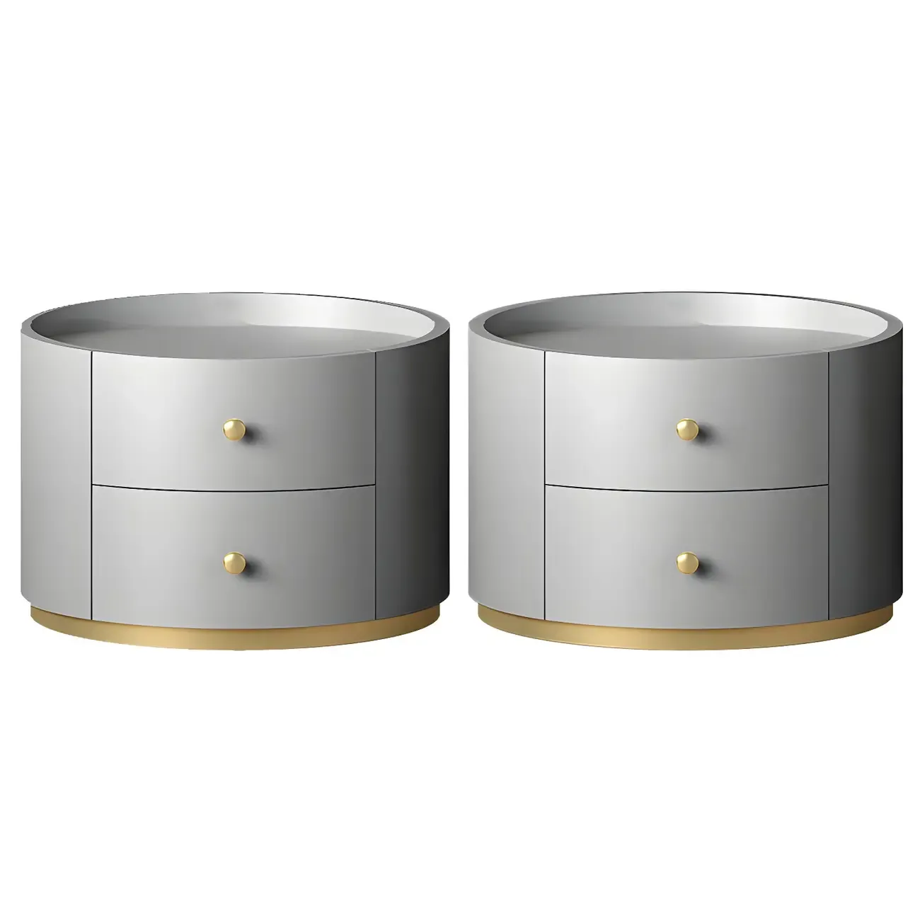 Glam Manufactured Wood Round 2-Drawer Nightstand