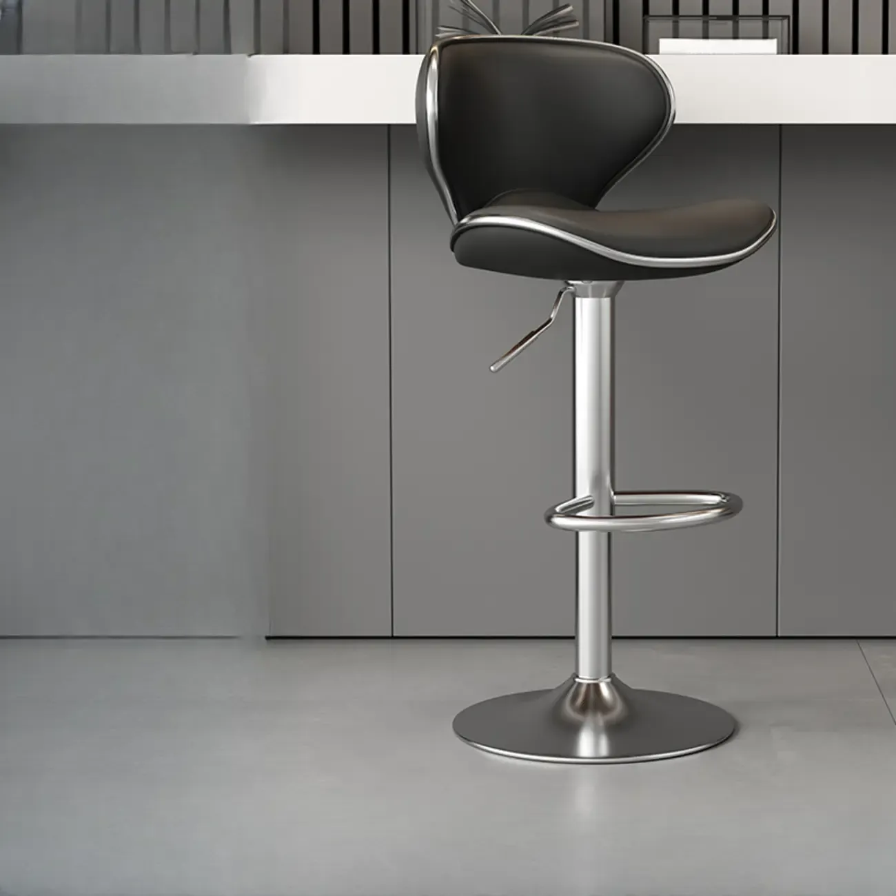 Leather Cushioned Saddle Swivel Adjustable Bar Stool