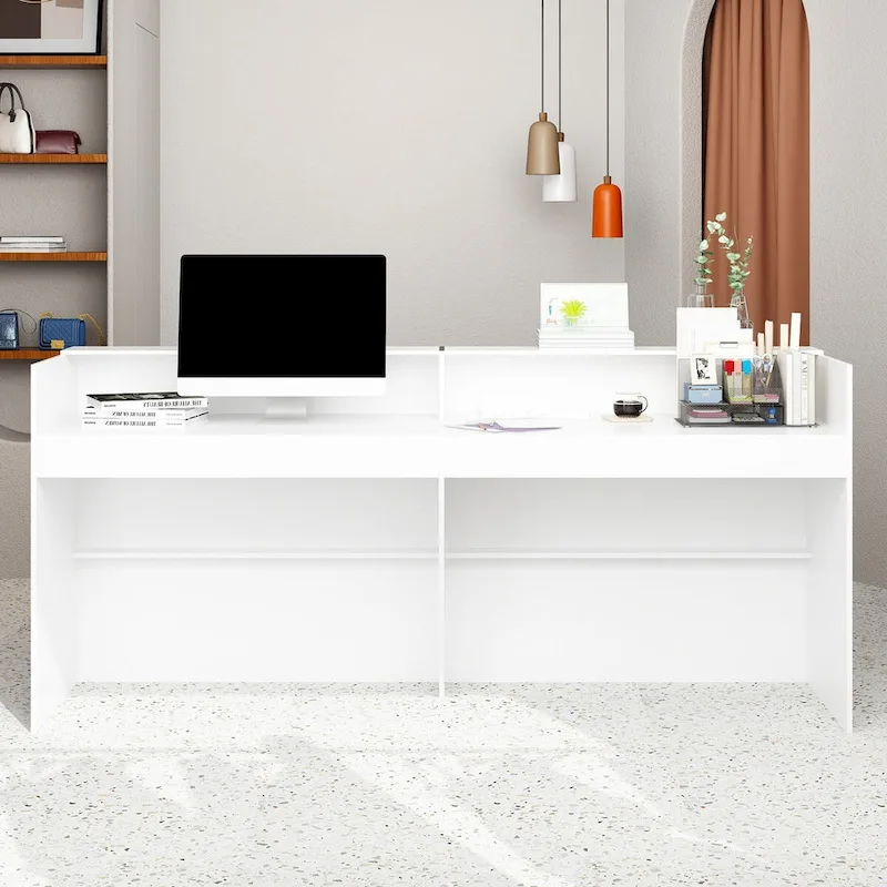 Reception Desk with Counter, Modern Front Desk Reception Room Table
