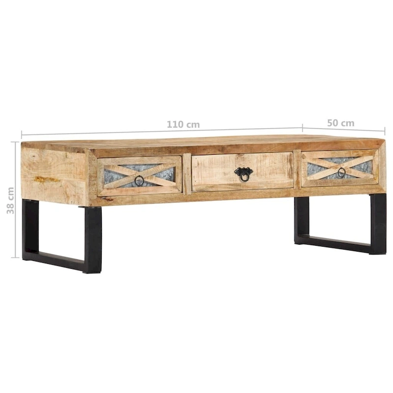 vidaXL Coffee Table 43.3 x19.7 x15  Solid Wood Mango