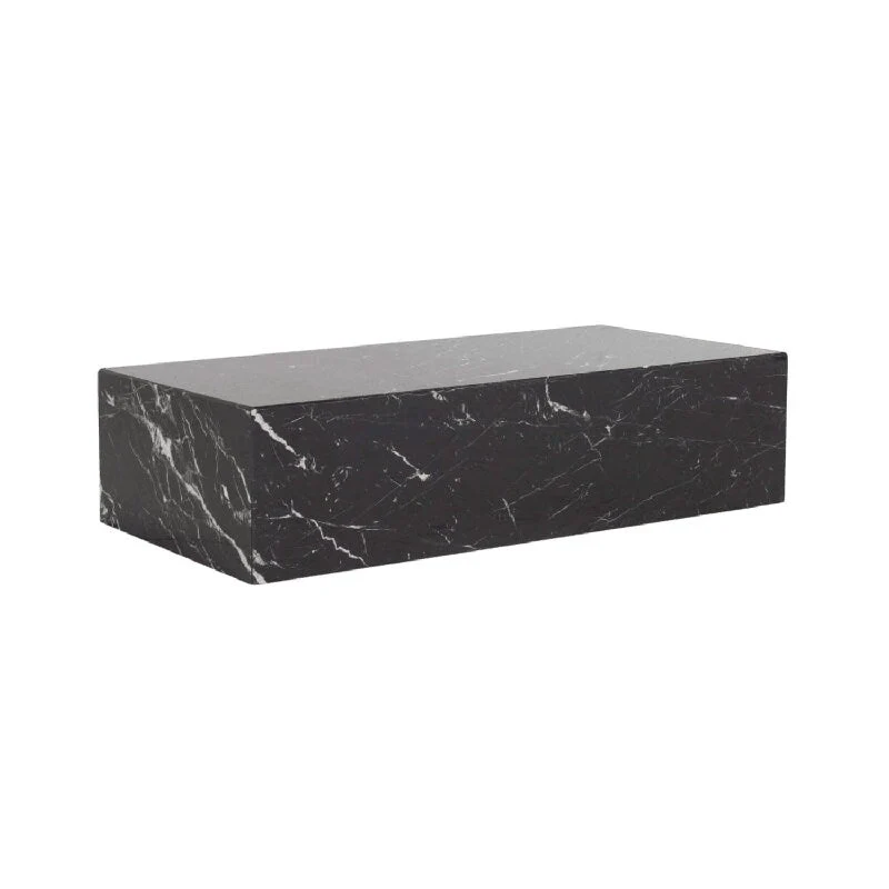 Marble Block Coffee Table, Modern Style – Black, Seats 2–4