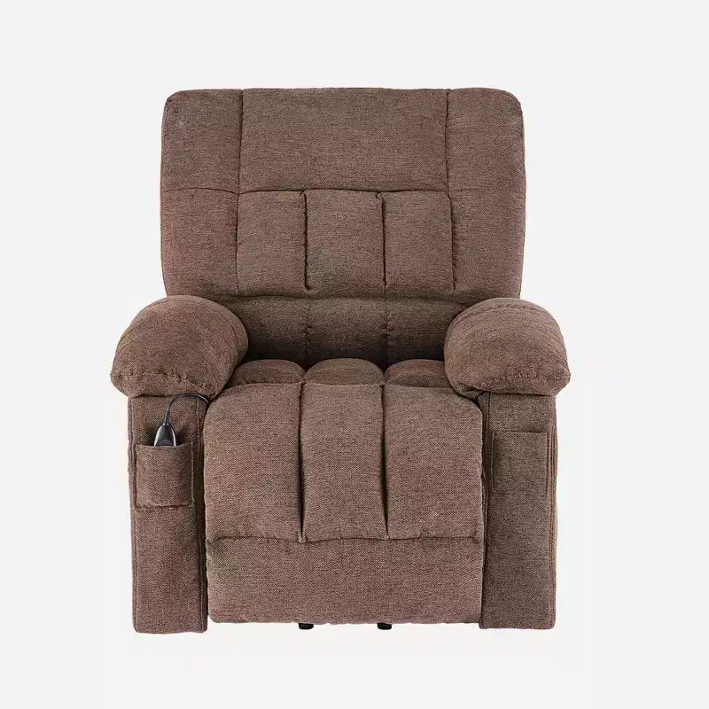 Zeus & Ruta Manual Adjustable Recliner Chair with Breathable Fabric , Side Pockets & High Backrest