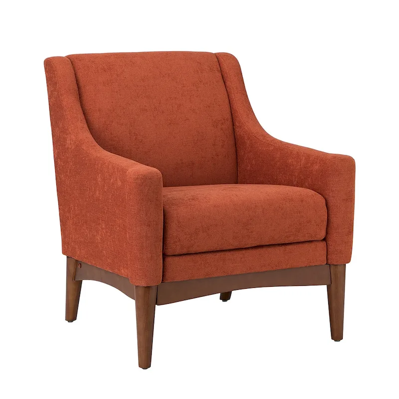 Francis Mid-Century Modern Upholstered Armchair with Sloped Arms and Solid Wood Legs