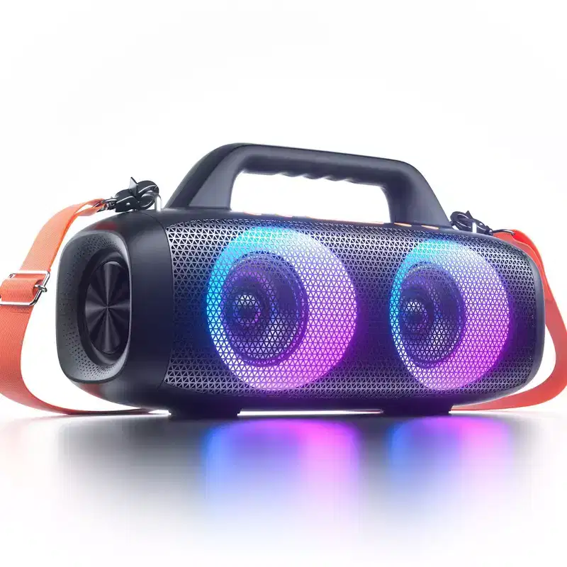 VEATOOL Portable Bluetooth Speaker  60W Peak Sound, Bass Boost, 24H Playtime, IPX7, RGB Lights, Mic Input for Karaoke